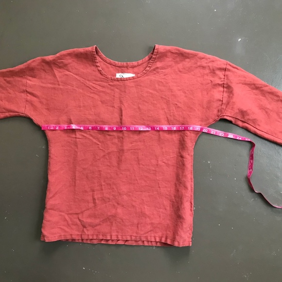 Rusty Red Conscious Clothing Linen Top Handmade in Michigan, size Medium - Picture 4 of 9